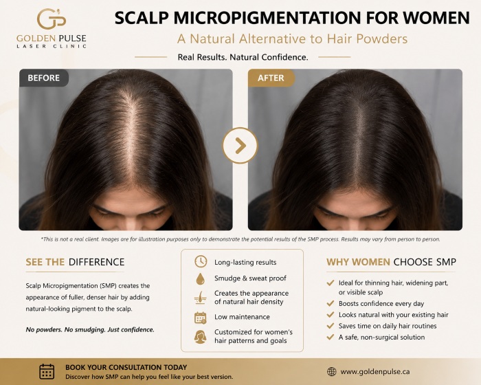 Scalp Micropigmentation for Women at Golden Pulse SMP Clinic Toronto